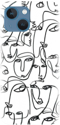 Husa din silicon compatibila cu Apple iPhone 13 - model Line Art Faces 
