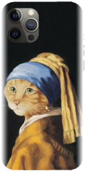 Husa din silicon compatibila cu Apple iPhone 13 Pro Max - model Cat With A Pearl Earring 