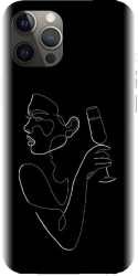 Husa din silicon compatibila cu Apple iPhone 13 Pro Max - model Line Art Champagne 
