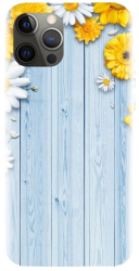 Husa din silicon compatibila cu Apple iPhone 13 Pro Max - model Sunflower On Blue Wood 