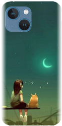 Husa din silicon compatibila cu Apple iPhone 14 - model Cat And Girl 