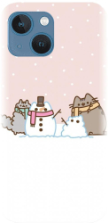 Husa din silicon compatibila cu Apple iPhone 14 - model Cat And Snowman 