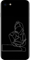Husa din silicon compatibila cu Apple iPhone 7 - model Line Art The Smart One 