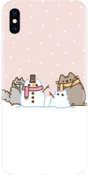 Husa din silicon compatibila cu Apple iPhone X - model Cat And Snowman 