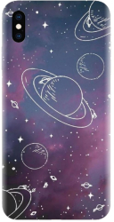 Husa din silicon compatibila cu Apple iPhone X - model Cosmic Drawn Map 