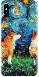 Husa din silicon compatibila cu Apple iPhone X - model Doggy Night 