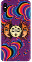 Husa din silicon compatibila cu Apple iPhone X - model Trippy Sun 