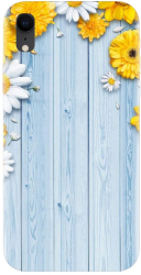 Husa din silicon compatibila cu Apple iPhone XR - model Sunflower On Blue Wood 