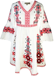 Rochie casual dama R777 marime 3XL alb laptos/rosu 