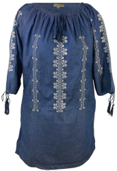 Rochie dama casual denim RB24 albastru nautic marimea 3XL 