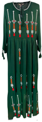 Rochie dama casual RL24 cu motive traditionale verde brad marimea L 