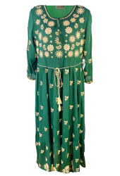 Rochie dama casual verde/crem marimea 2XL 