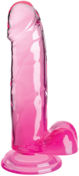 Dildo Realistic pipedream King Cock Clear Translucent Ventuza Puternica 7 Inch Roz