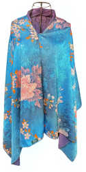 Esarfa de lux din matase naturala albastru/mov 180x70cm 
