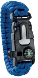 Bratara de supravietuire in aer liber tip army 5 in 1 paracord busola fluier cutit cremene albastra 