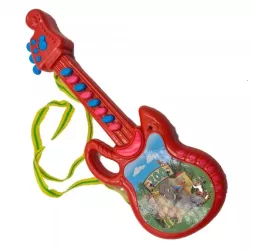 Chitara de Jucarie Pentru Copii cu Agatatoare de Gat Sunete 30 cm Rosu 