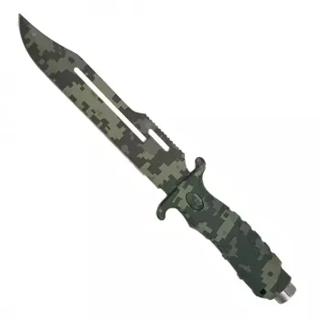 Cutit army de vanatoare cu lama si varf ascutite 34 cm husa verde 
