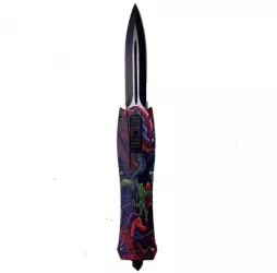 Cutit Automat Cu Buton Model Virus Multicolor Dispozitiv Spart Geam Prindere La Curea 24x3.4x1.5 cm 
