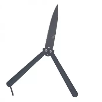 Cutit fluture Butterfly Balisong 21.5 cm negru 2 paranteze 