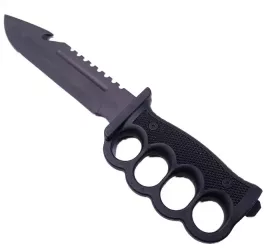 Cutit Pumnal cu Busola Fluier Pila Prindere Curea Lama Zimtata Otel Teaca 33 cm Negru 