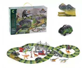 dinotrack Set pista Dinozauri Interactiva Cu Masina si alte accesorii pentru copii + 3 ani 