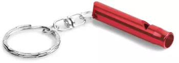 Fluier breloc pentru urgente din plastic dur si otel inoxidabil 4.5cm rosu 