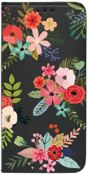 Husa Magnet Book Compatibila Cu Realme 12 Pro Flowers Flip Cover Negru FLB 630 