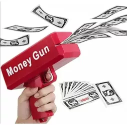 Money Gun Pistol de aruncat bani Pentru Petreceri Bancnote Incluse Rosu 19 cm 