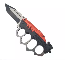 Pumnal tip box rozeta autoaparare cutit briceag 23 cm rosu si negru 
