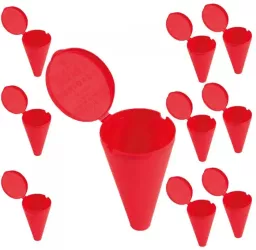 Set 10 scrumiere de plaja cu capac si sistem de separare a particulelor 67 x 115 mm rosu 
