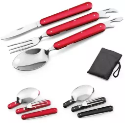 Set de tacamuri cu 3 piese pliabile o lingura furculita si cutit din inox 