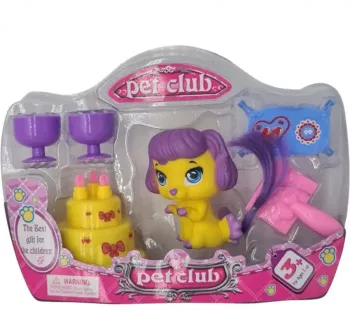 Set jucarie pet club catelusa si accesorii galben 