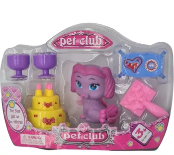 Set jucarie pet club catelusa si accesorii mov 