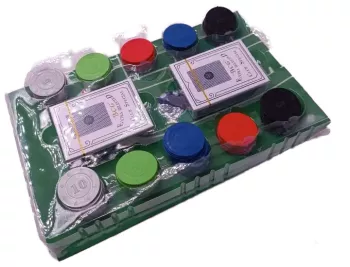 Set Poker cu 100 de Jetoane Covoras Blackjack 2 Pachete Carti 60 cm 