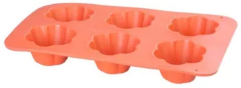 Forma coacere pentru briose 6 forme silicon model flori rosu 28.6x17.2x3.5 cm MagicHome 