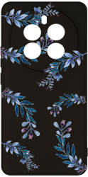Husa BestCase Compatibila cu Realme 12 Pro Blue Flowers SLIM 1.2MM Microfibra Negru PB 116 