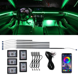 Set lumini auto ambientale 18 piese RGB static Bluetooth 