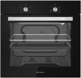 Cuptor gaz incorporabil Studio Casa Lara FG60Nero Termostat Timer mecanic 56 l Grill gaz Clasa energetica A Sticla neagra 