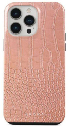 Husa Burga Dual Layer Pink Croco compatibila cu iPhone 14 Pro 