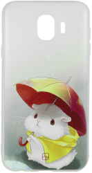 Husa Silicon Just Must Art pentru Samsung Galaxy J4 2018 White Hamster Umbrella 