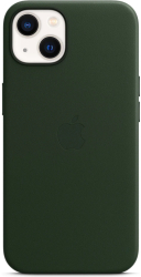 Husa de protectie Apple Leather Case with MagSafe pentru iPhone 13 Sequoia Green 