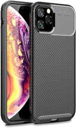 Husa design unic fibre de carbon Compatibila cu iPhone 11 Pro Max neagra material moale tpu antizgarieturi