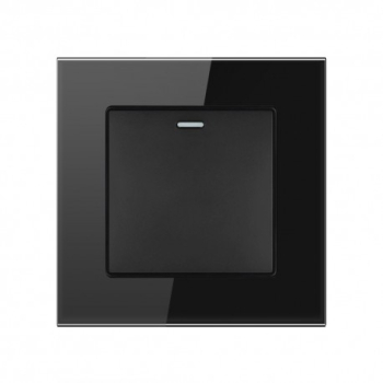 Intrerupator Cap Scara Cu Panou din Sticla Techstar® TGS 01 Indicator LED 220V 16A 86 x 86 mm Negru 