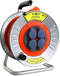 Prelungitor electric pe tambur metalic 4 prize monofazat 3 x 2.5 mmp Lungime 20 m IP44 