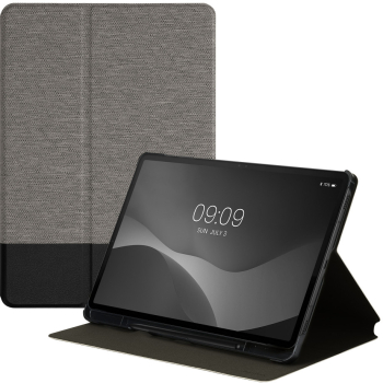 Book Cover kwmobile pentru Samsung Galaxy Tab S8/Galaxy Tab S7 Textil Gri/Negru 60385.25 
