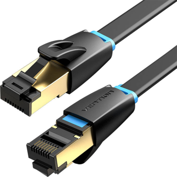 Cablu Plat De Retea Cat8 U/ftp Rj45 Ethernet 40gpbs 1m culoarea negru 