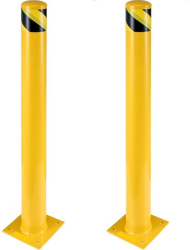 Set 2 stalpi de siguranta delimitare avertizare Otel Galben / Negru Inaltime 107 cm 