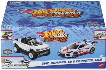HOT WHEELS SET 2 MASINUTE METALICE PULL BACK GMC HUMMER EV SI CORVETTE C8R 1 43 