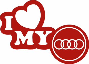 Sticker auto IMAGE I love my AUDI rosu 23 x 17 cm 