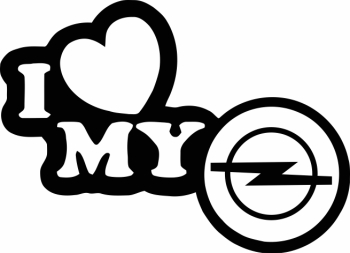 Sticker auto IMAGE I love my OPEL negru 23 x 17 cm 